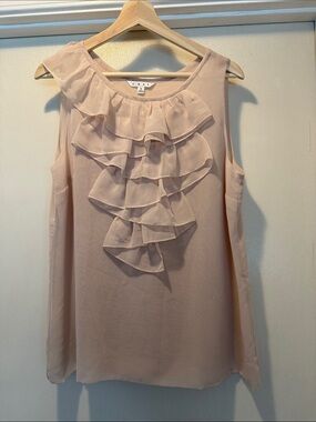 CAbi Blush Pink Ruffle Front Sleeveless Camisole